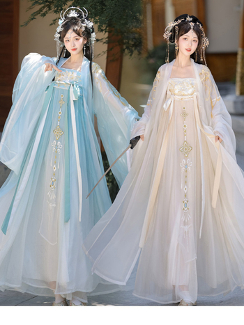 Ženski hanfu u stilu Tang: Hezi suknja s izvezom, bluza s širokim rukavima, kineski ljetni set