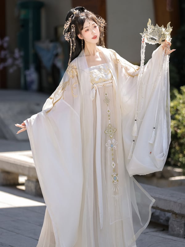 Ženski hanfu u stilu Tang: Hezi suknja s izvezom, bluza s širokim rukavima, kineski ljetni set
