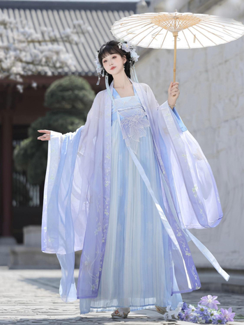Listen to the Sea original Hanfu, Tang stil Qi Xiong Hezi košulja s velikim rukavima i vezom — proljetno-ljetni svakodnevni komplet