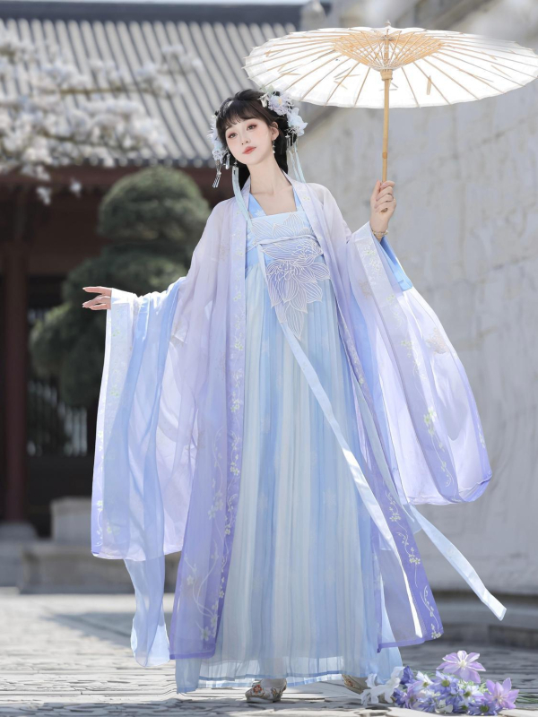 Listen to the Sea original Hanfu, Tang stil Qi Xiong Hezi košulja s velikim rukavima i vezom — proljetno-ljetni svakodnevni komplet