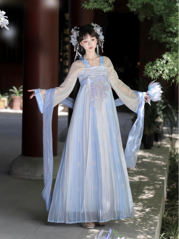 Listen to the Sea original Hanfu, Tang stil Qi Xiong Hezi košulja s velikim rukavima i vezom — proljetno-ljetni svakodnevni komplet