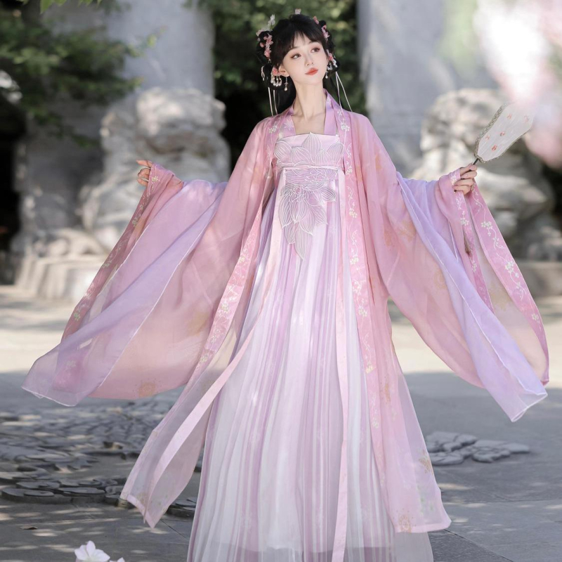 Listen to the Sea original Hanfu, Tang stil Qi Xiong Hezi košulja s velikim rukavima i vezom — proljetno-ljetni svakodnevni komplet