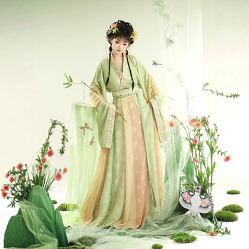 Zhichun Hanfu za žene inspiriran Wei Jin dinastijama, obnovljeni stil s plisiranom suknjom do struka, ljetni model