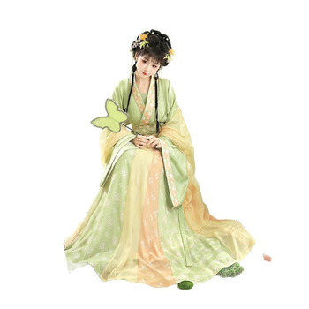Zhichun Hanfu za žene inspiriran Wei Jin dinastijama, obnovljeni stil s plisiranom suknjom do struka, ljetni model