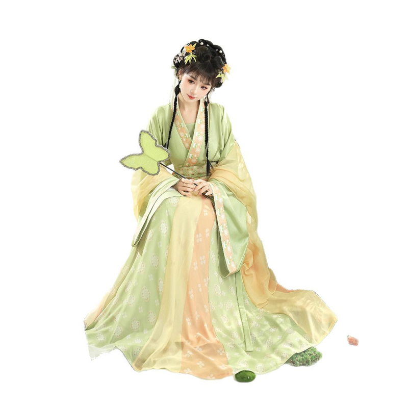 Zhichun Hanfu za žene inspiriran Wei Jin dinastijama, obnovljeni stil s plisiranom suknjom do struka, ljetni model