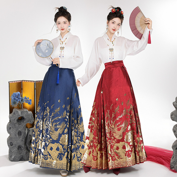 Ženski Hanfu u Ming stilu, set s suknjom s panelom konjske glave, svakodnevna odjeća, svestran kineski stil