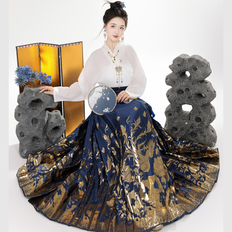 Ženski Hanfu u Ming stilu, set s suknjom s panelom konjske glave, svakodnevna odjeća, svestran kineski stil