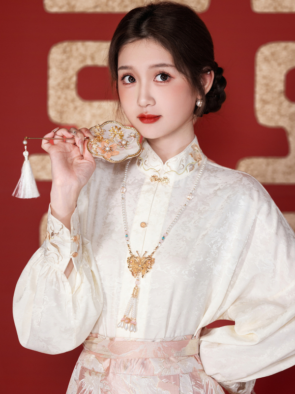 Roza Hanfu set za zaruke, 2026 stil, kineski nadahnut svečani komad za svadbeni toast