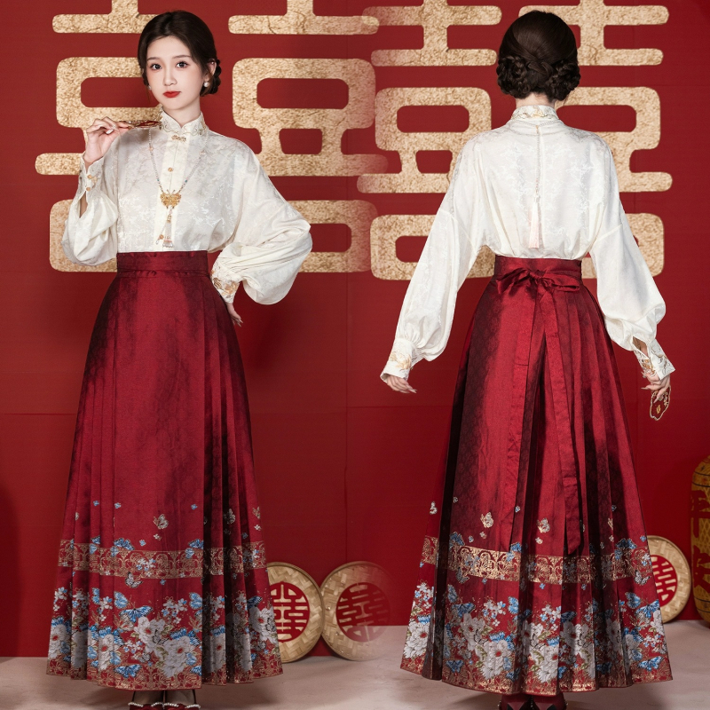 Roza Hanfu set za zaruke, 2026 stil, kineski nadahnut svečani komad za svadbeni toast