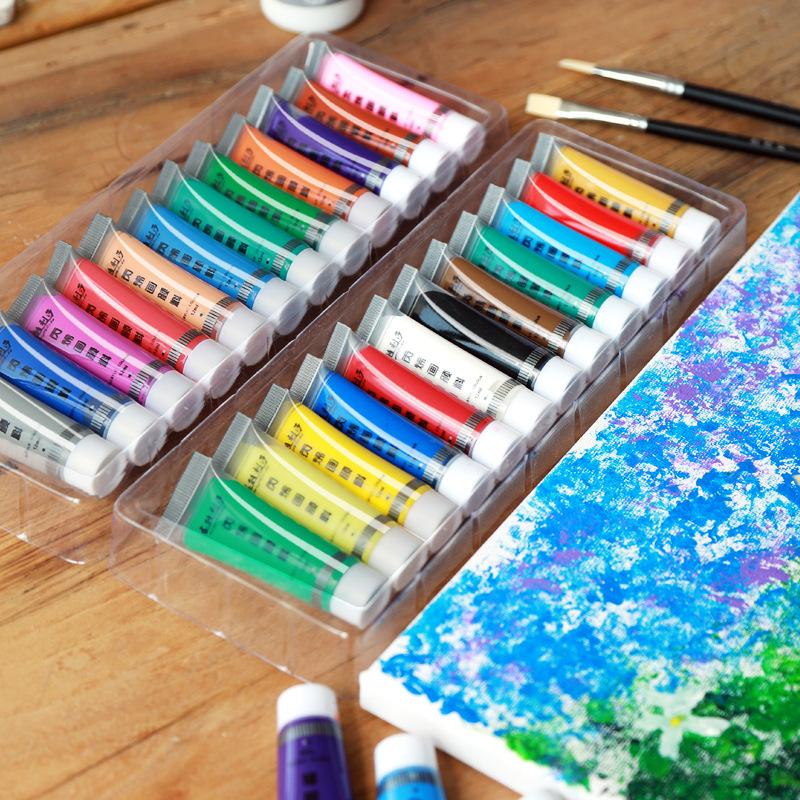 Montessori metalik akrilne boje set, 12 boja, tube od 12 ml, vodootporne