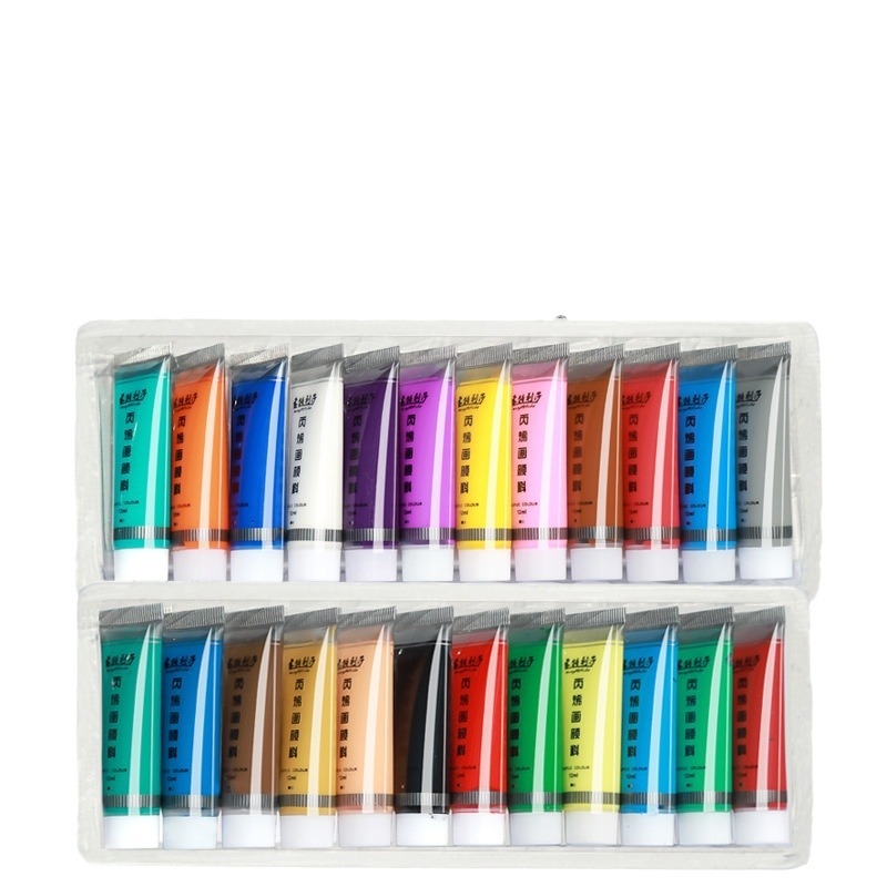 Montessori metalik akrilne boje set, 12 boja, tube od 12 ml, vodootporne