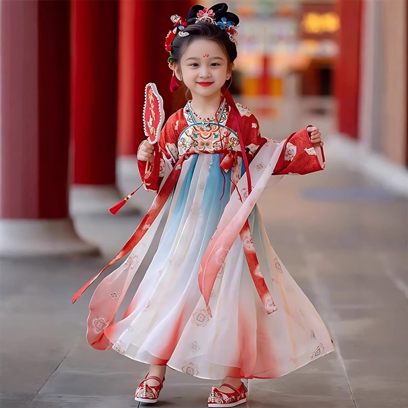 Yaoguang Hanfu haljina za djevojčice, kineski stil Tang dinastije, s vezom