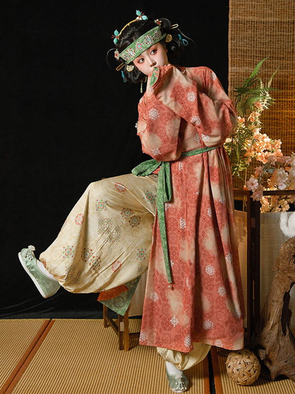Ženski Hanfu u stilu Tang dinastije – set 2026, haljina s okruglim izrezom i hlače lampion, izvezeno, tradicionalni stil, proljeće-ljeto