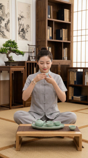 Ženski Zen meditacijski set od pamuka i lana, kineskog stila čajne ceremonije, prozračan za jogu i meditaciju