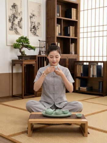 Ženski Zen meditacijski set od pamuka i lana, kineskog stila čajne ceremonije, prozračan za jogu i meditaciju