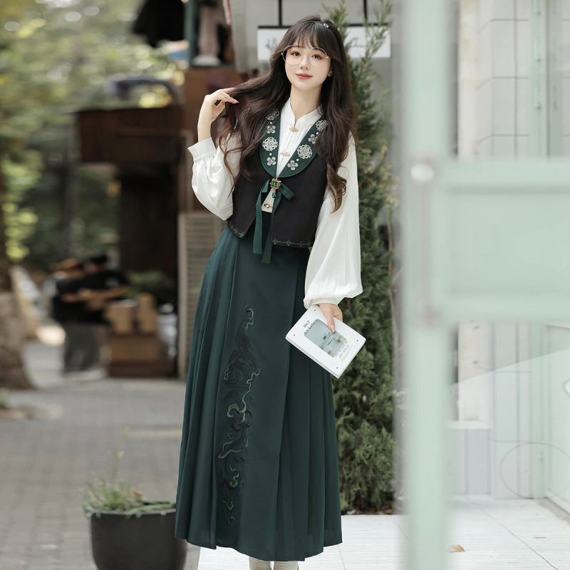 2026 izvorni Snake Abyss Hanfu – ženski set s topom bez rukava i suknja u kineskom stilu s Han elementima, 9357