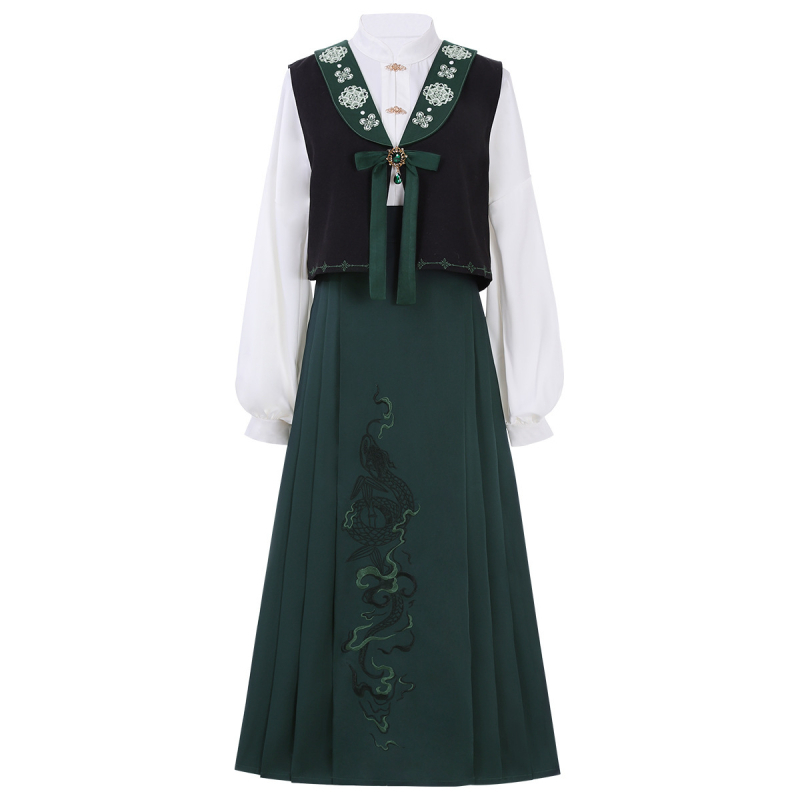 2026 izvorni Snake Abyss Hanfu – ženski set s topom bez rukava i suknja u kineskom stilu s Han elementima, 9357