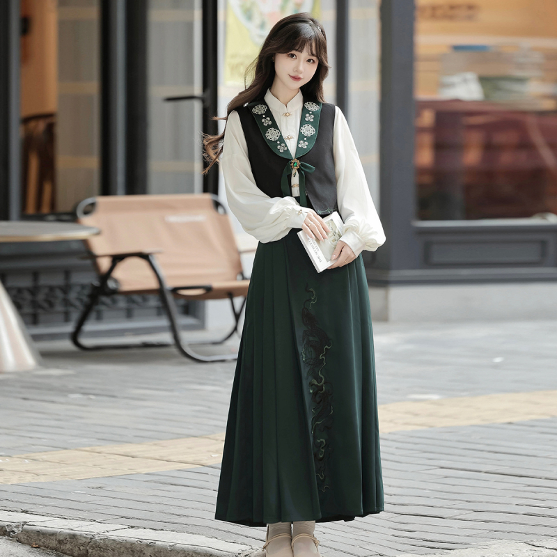 2026 izvorni Snake Abyss Hanfu – ženski set s topom bez rukava i suknja u kineskom stilu s Han elementima, 9357