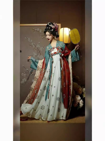 Hanfu dinastije Tang za žene – odrasla ruqun s motivom zlatnog večernjeg banketa, proljetni stil, šifon