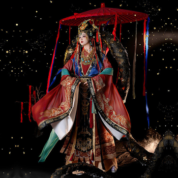 Hanfu s teškom broderijom, obnovljen dizajn, novi stil, inspiriran dinastijama Sjevera i Juga