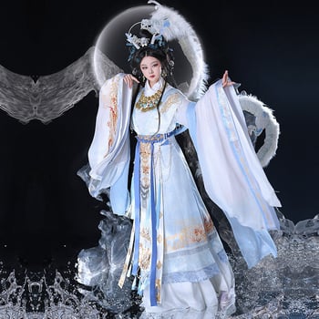 Hanfu s teškom broderijom, obnovljen dizajn, novi stil, inspiriran dinastijama Sjevera i Juga