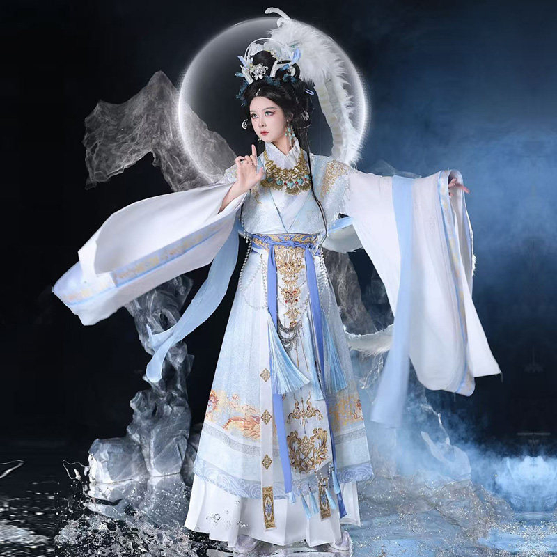 Hanfu s teškom broderijom, obnovljen dizajn, novi stil, inspiriran dinastijama Sjevera i Juga
