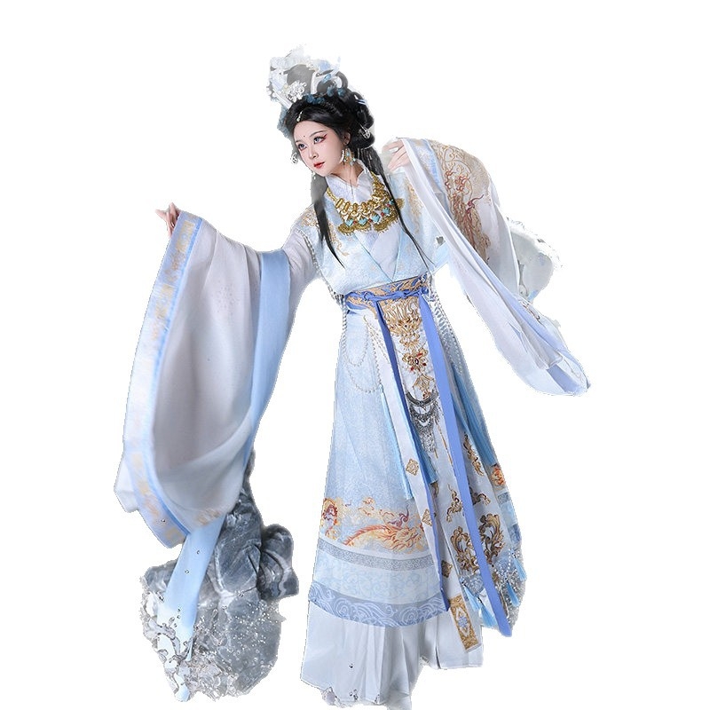 Hanfu s teškom broderijom, obnovljen dizajn, novi stil, inspiriran dinastijama Sjevera i Juga
