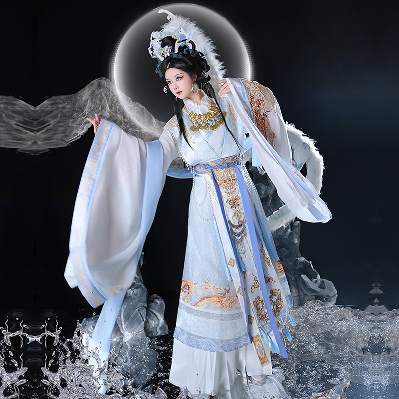 Hanfu s teškom broderijom, obnovljen dizajn, novi stil, inspiriran dinastijama Sjevera i Juga