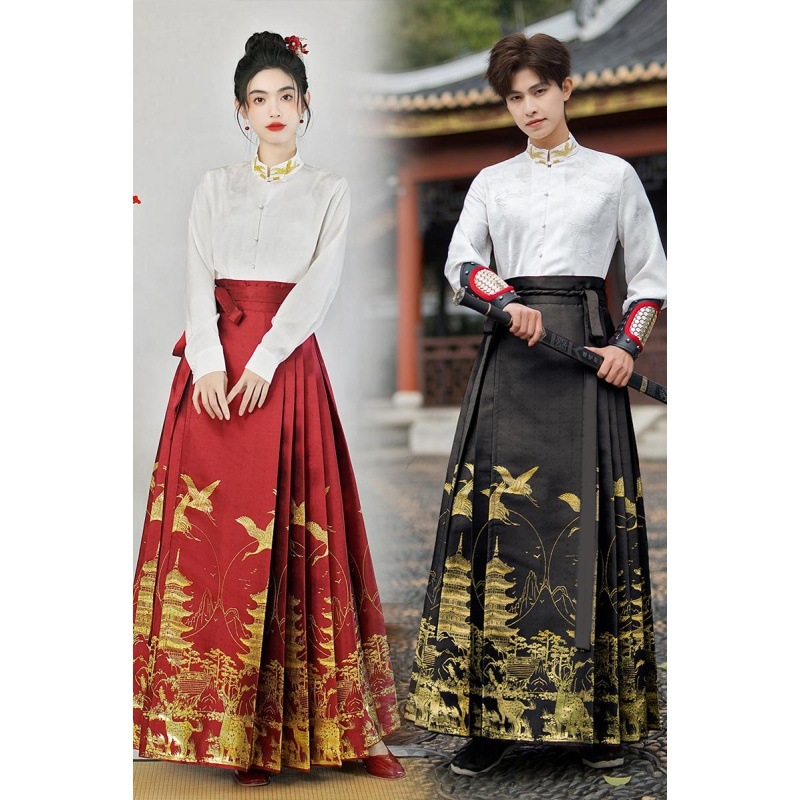 Novi Hanfu set u kineskom stilu s bogatim izvezenim i maksi suknjom od zlatnog tkanja te Ming stilom gornjeg dijela
