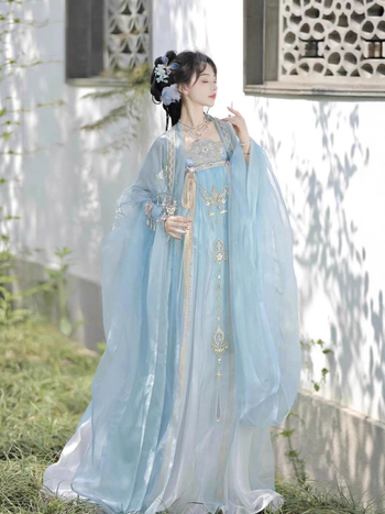 Luozhu 2026 Chengxiangting Hanfu za žene, Tang stil Hezi suknja s vezenim – set