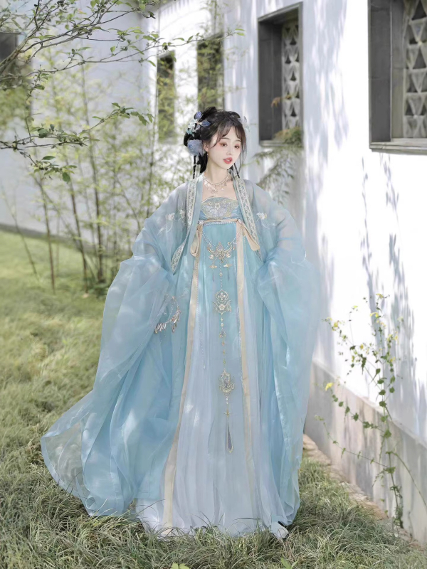 Luozhu 2026 Chengxiangting Hanfu za žene, Tang stil Hezi suknja s vezenim – set