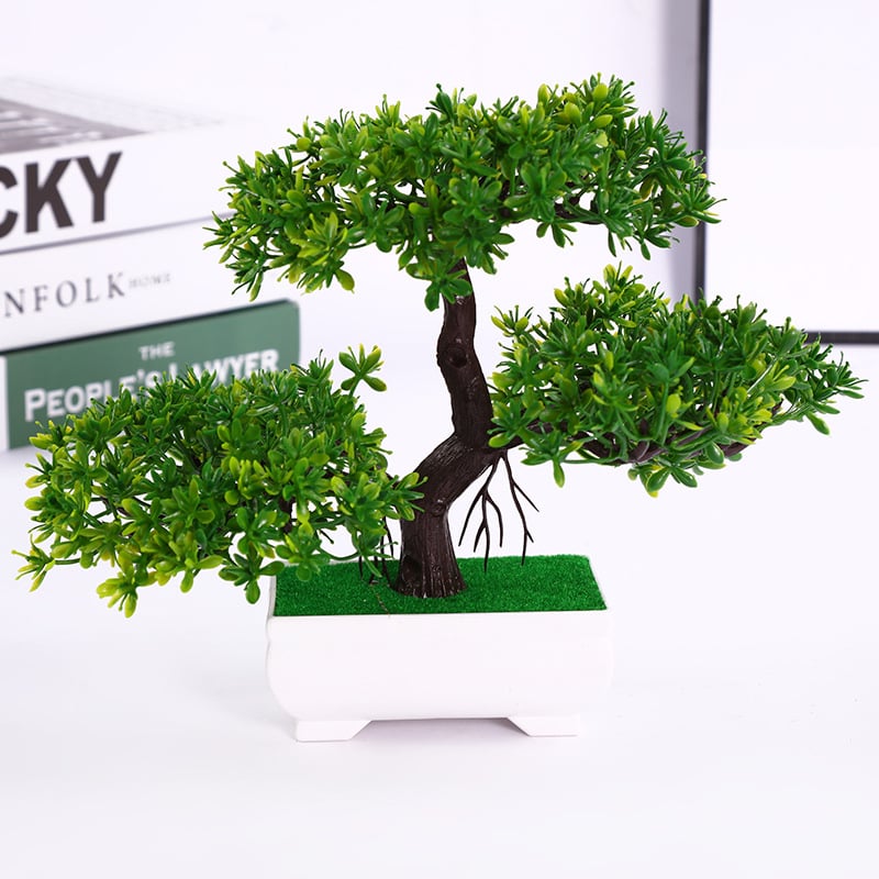 Изкуствен бонсай Welcoming Pine в пластмасова саксия за домашен декор, декоративно растение за интериор