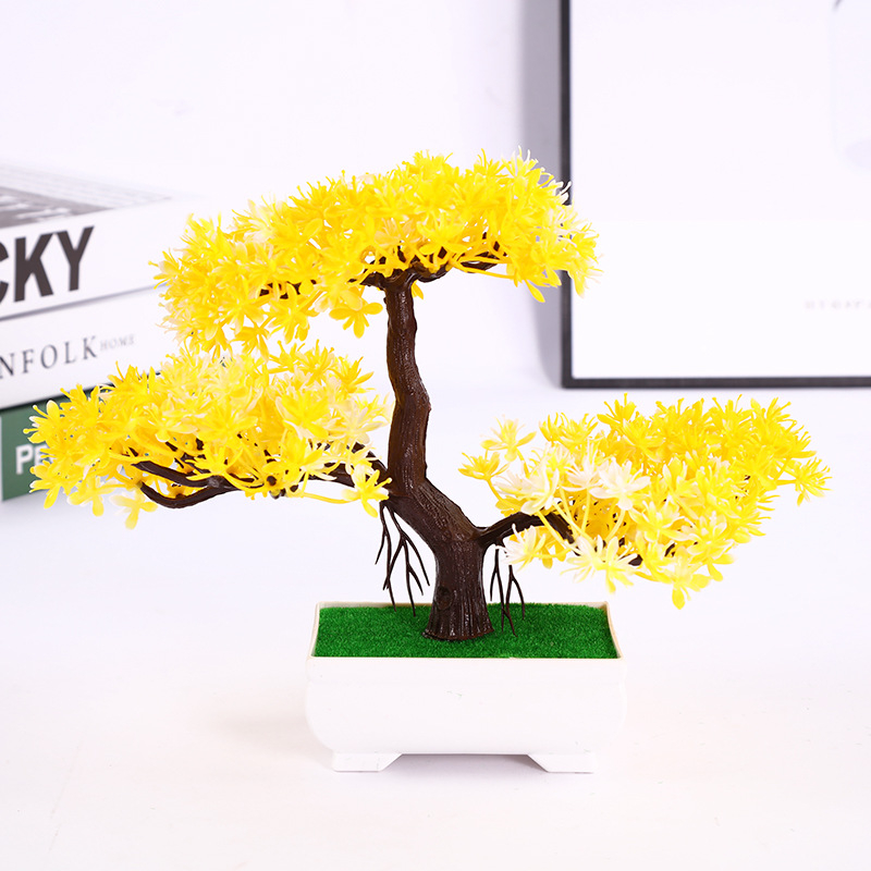 Изкуствен бонсай Welcoming Pine в пластмасова саксия за домашен декор, декоративно растение за интериор