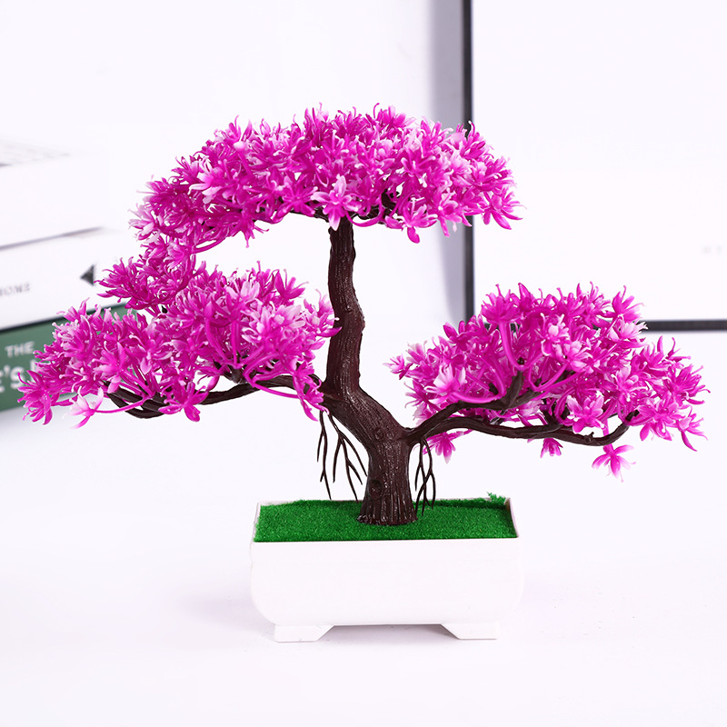 Изкуствен бонсай Welcoming Pine в пластмасова саксия за домашен декор, декоративно растение за интериор
