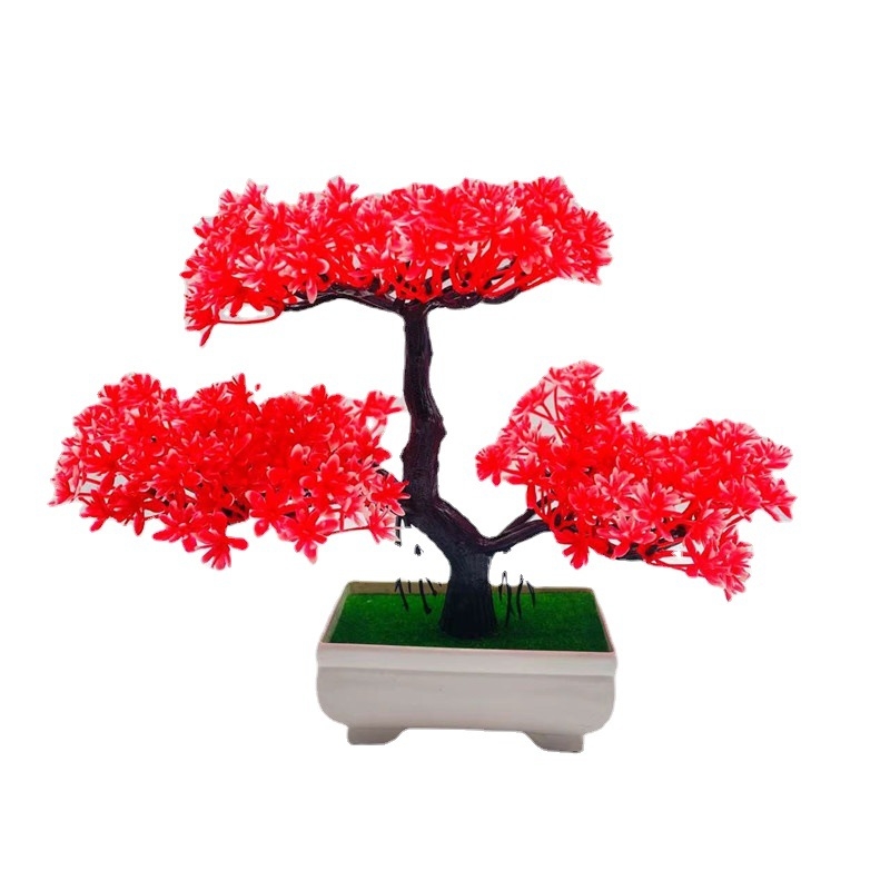Изкуствен бонсай Welcoming Pine в пластмасова саксия за домашен декор, декоративно растение за интериор