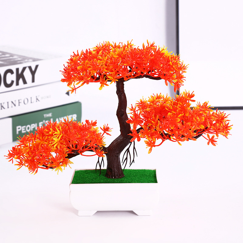 Изкуствен бонсай Welcoming Pine в пластмасова саксия за домашен декор, декоративно растение за интериор