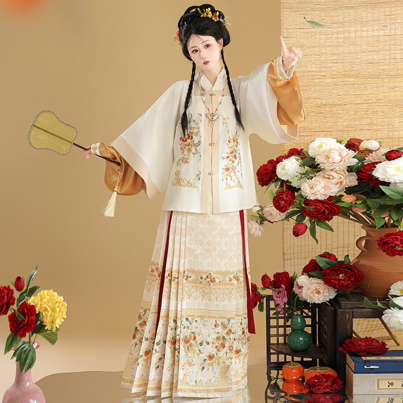 Ženski Hanfu u Ming stilu s izvezenim kvadratnim ovratnikom i Mamian suknjom