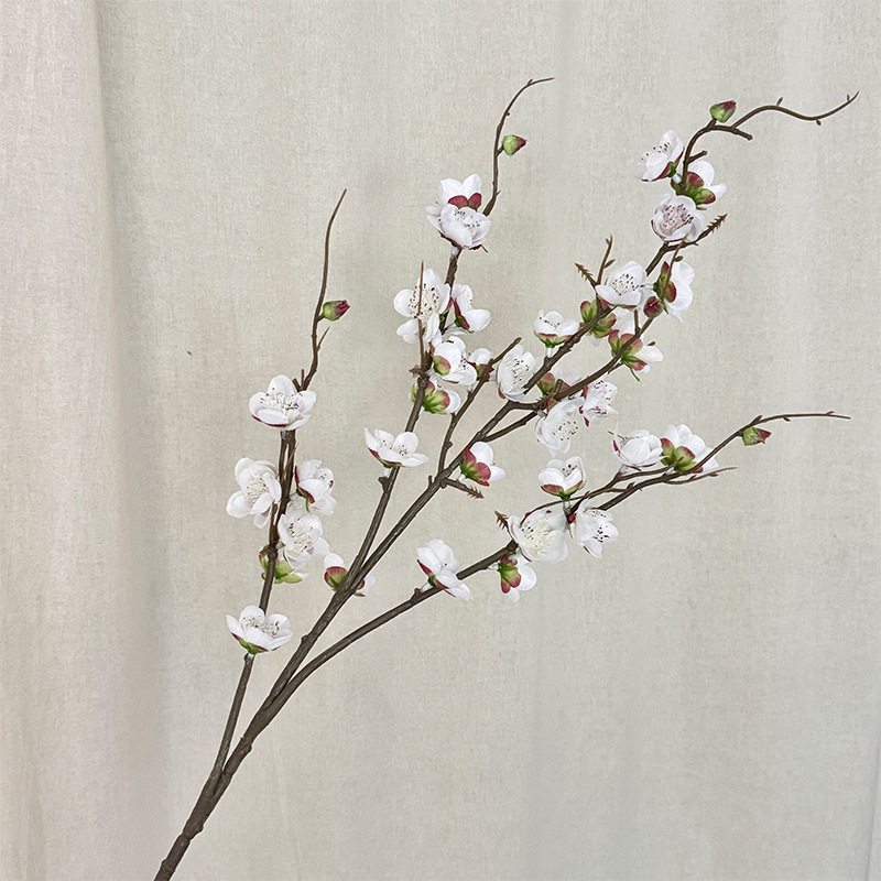 Изкуствена клонка със сливово и прасковено цветчета за китайски стил домашен декор, аранжиране на дневната и фотосесии