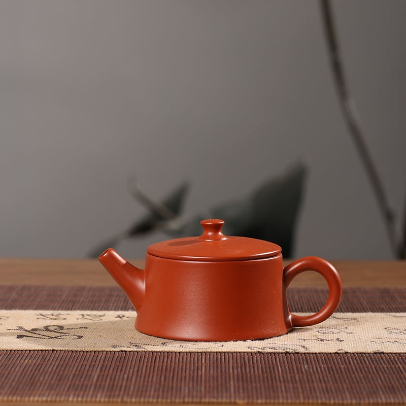 Чайник от червена глина, обем 110 ml, широк отвор, дизайн облачна колона, Gongfu стил