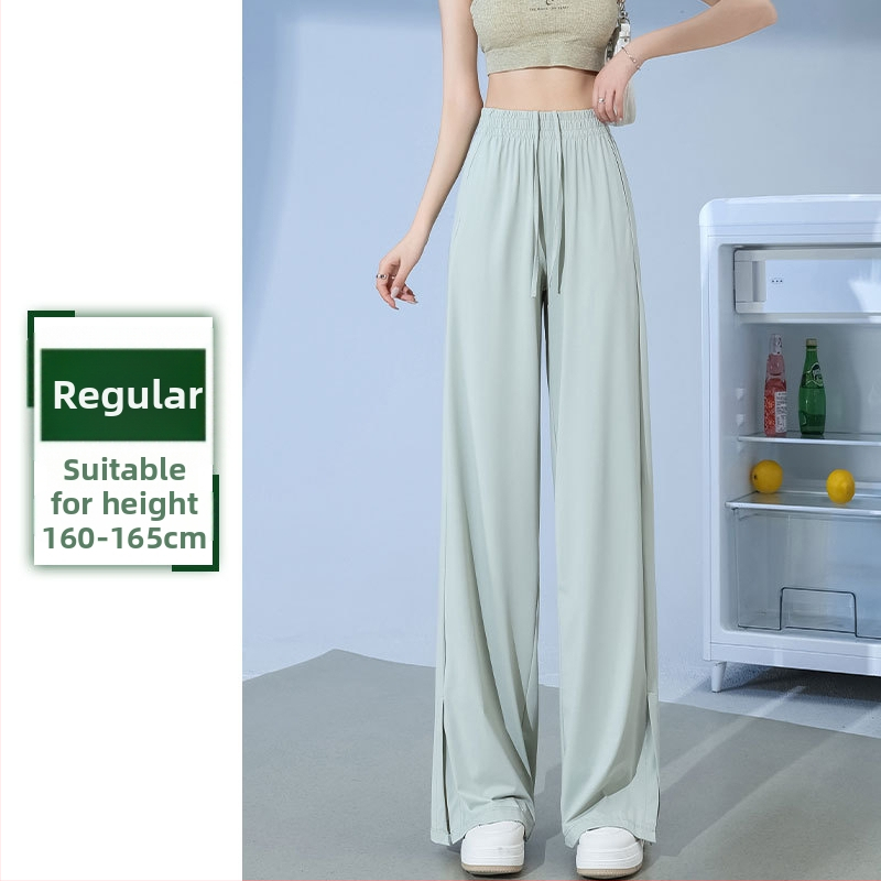 Női Ice Silk UV-védett nadrág, nyárra, vékony anyag, magas derék, drapírozott siluett, széles szárú, gyorsan száradó, mindennapi viselet