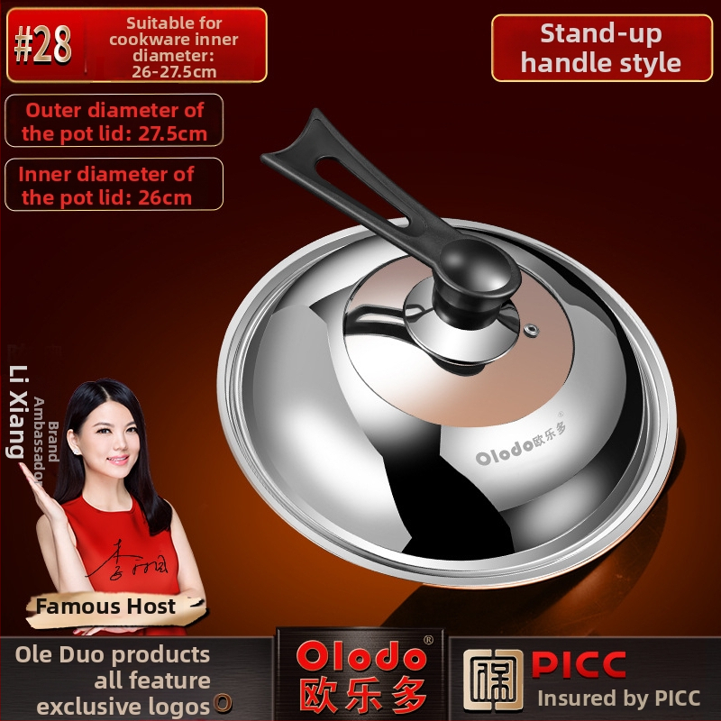 Nerezový poklop na hrniec s sklenenou vložkou, guľatý, priemer 34 cm, vysokoteplotne odolný, vhodný pre wok a veľké hrnce