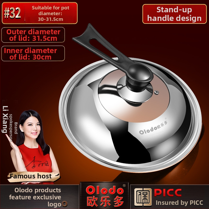 Nerezový poklop na hrniec s sklenenou vložkou, guľatý, priemer 34 cm, vysokoteplotne odolný, vhodný pre wok a veľké hrnce