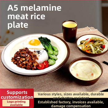 Melamínová servírovacia doska a misky na ryžu pre braised pork, bibimbap a studené rezance