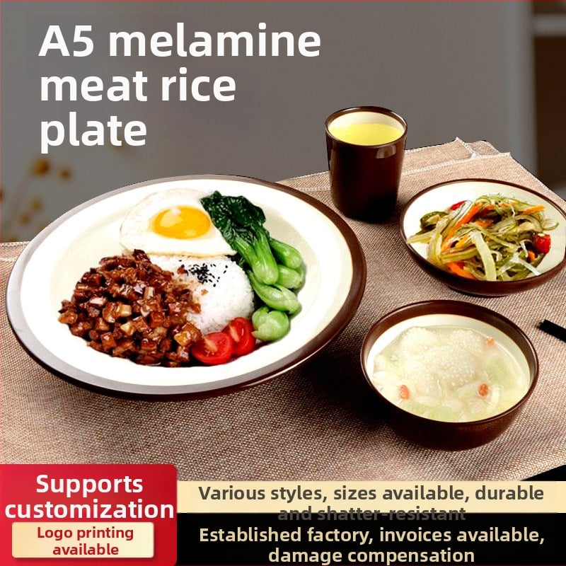 Melamínová servírovacia doska a misky na ryžu pre braised pork, bibimbap a studené rezance