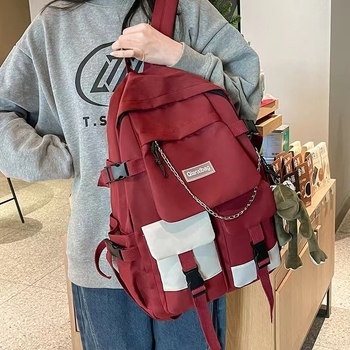 Könnyű sárga japán stílusú iskolatáska, nagy kapacitású 36–55L, 15 hüvelykes laptophoz, utazó hátizsák