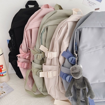 Nagy kapacitású iskolatáska koreai stílusú Harajuku Ulzzang, középiskolásoknak, két rekesz