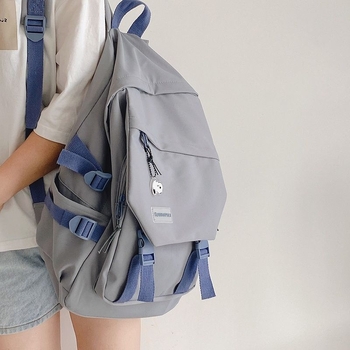 Nagy kapacitású iskolatáska koreai stílusú Harajuku Ulzzang, középiskolásoknak, két rekesz