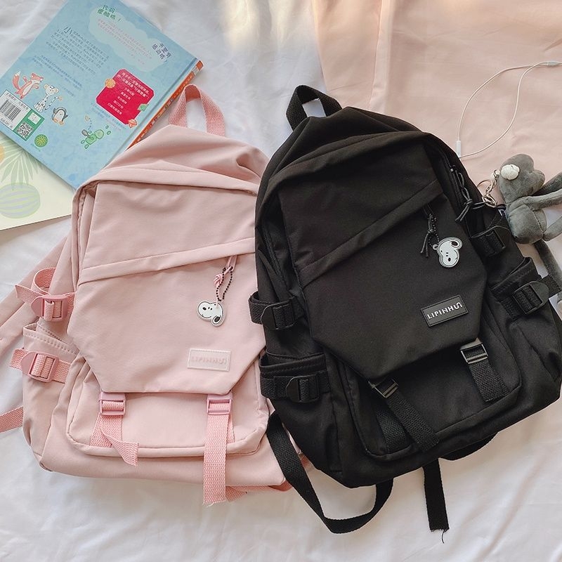 Nagy kapacitású iskolatáska koreai stílusú Harajuku Ulzzang, középiskolásoknak, két rekesz