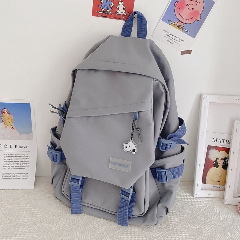 Nagy kapacitású iskolatáska koreai stílusú Harajuku Ulzzang, középiskolásoknak, két rekesz