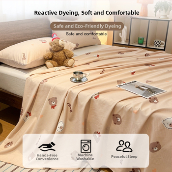Life Home 100% памук, дебело обработено мъхесто спално бельо, комплект от 3 части, размер 160x230 cm, кафяво, карикатурен принт